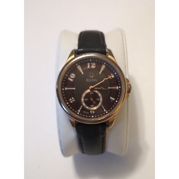 Bulova Adventure Rose Gold Dial Leather Ladies Watch 97L113
